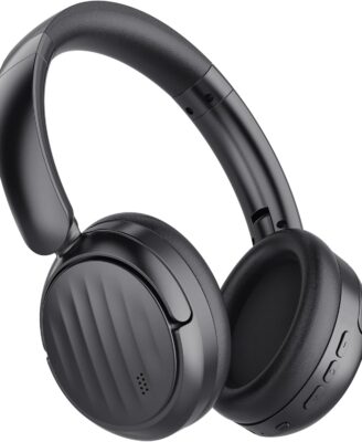 Bluetooth Headphones with Active Noise Cancelling (ANC), Wireless Over Ear Bluetooth Headsets with 35H Playtime, HiFi Stereo Foldable Headphones with Foam Ear Cups for Sports, Travel, Black