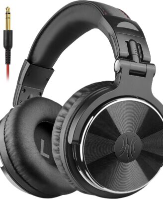 OneOdio Wired Over Ear Headphones Hi-Res Studio Monitor & Mixing DJ Stereo Headsets with 50mm Drivers and 1/4 to 3.5mm Jack for AMP Computer Recording Podcast Keyboard Guitar Laptop - Black