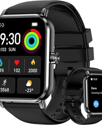 Smart Watch for Men Women, 1.83" HD Touchscreen Fitness Tracker, Smartwatch with Bluetooth Calling, 130+ Sports Modes, Heart Rate Sleep Step Monitor, 5ATM Waterproof, Compatible with iOS & Android